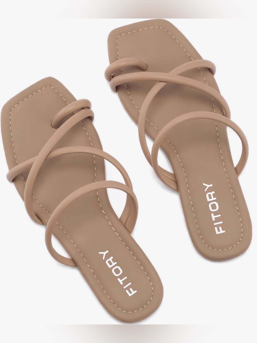 Brand New! Fitory Nude Taupe Multi-Strap Slide Sandals (Size: 8.5)